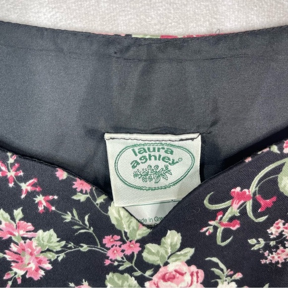 VTG Laura Ashley Made In Great Britain Floral Print Mini Dress In Black Sz US 6 - Picture 5 of 6